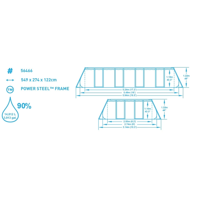 Vendita online Piscina Power Steel Frame rettangolare 549x274x122 cm.